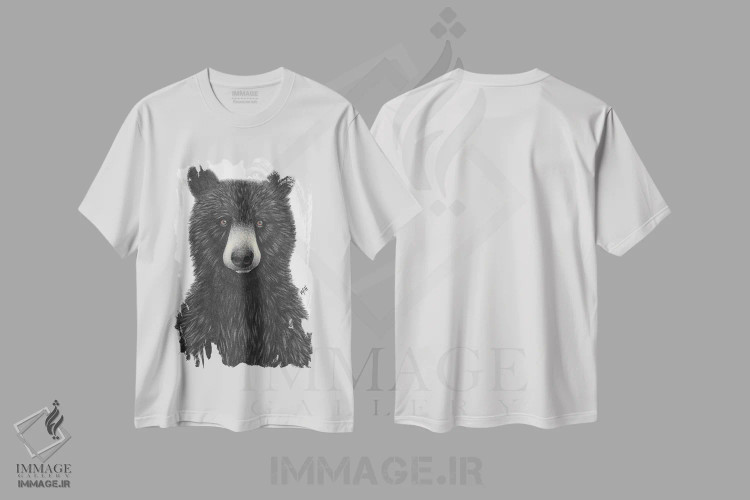 تیشرت سفید طرح دار – تیشرت طبیعت ,خرس کوچولو اثر مندی هک فروشگاه ایماژ