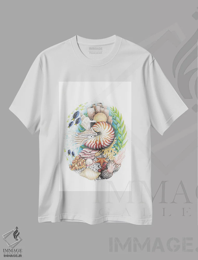 تیشرت سفید طرح دار – تیشرت طبیعت ,گوزن بزرگ باشکوه اثر مندی هک فروشگاه ایماژ