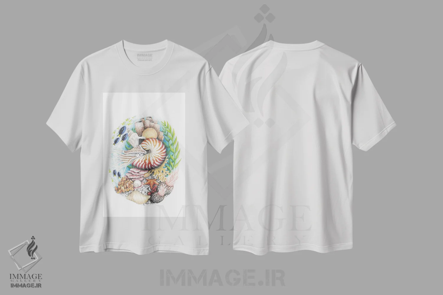 تیشرت سفید طرح دار – تیشرت طبیعت ,گوزن بزرگ باشکوه اثر مندی هک فروشگاه ایماژ