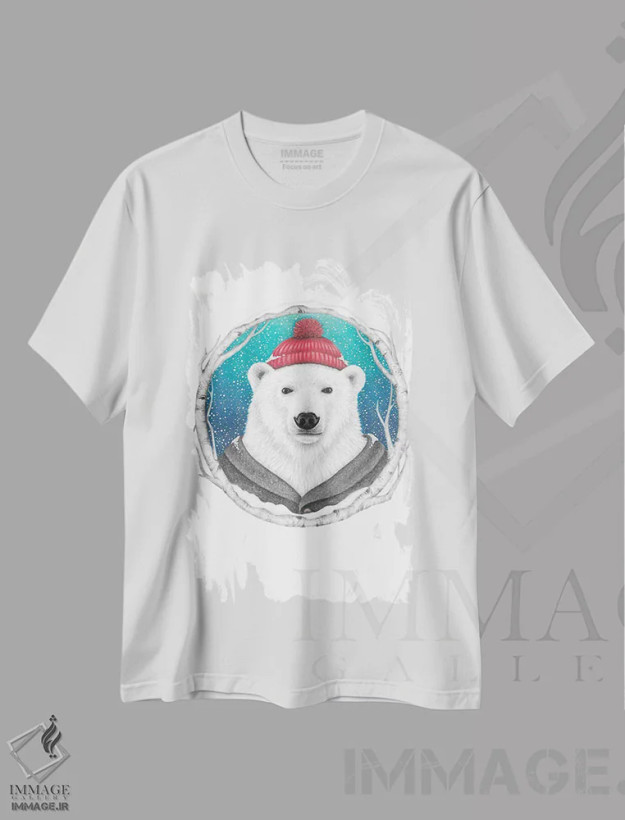 تیشرت سفید طرح دار – تیشرت حیوانات ,خرس قطبی اثر مندی هک فروشگاه ایماژ