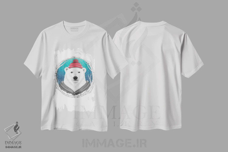 تیشرت سفید طرح دار – تیشرت حیوانات ,خرس قطبی اثر مندی هک فروشگاه ایماژ