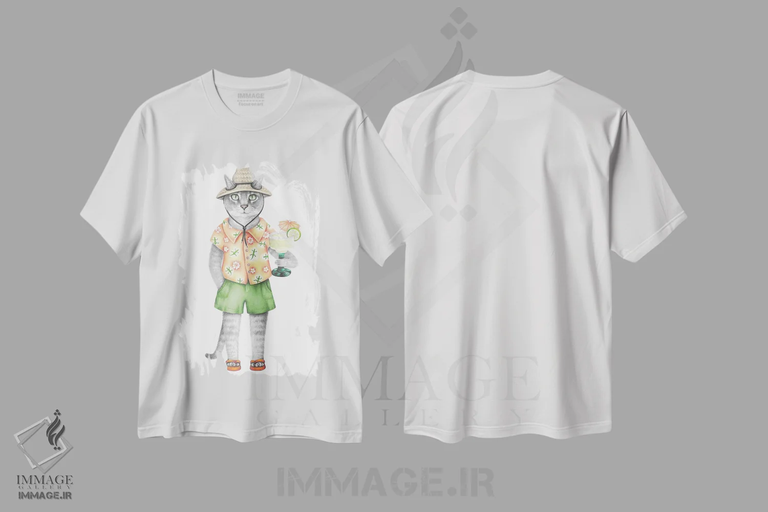 تیشرت سفید طرح دار – تیشرت طنز ,گربه مارگاریتا اثر مندی هک immage.ir