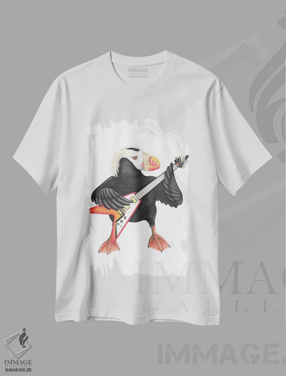 تیشرت سفید طرح دار – تیشرت حیوانات ,پافین پرجنب وجوش اثر مندی هک immage.ir