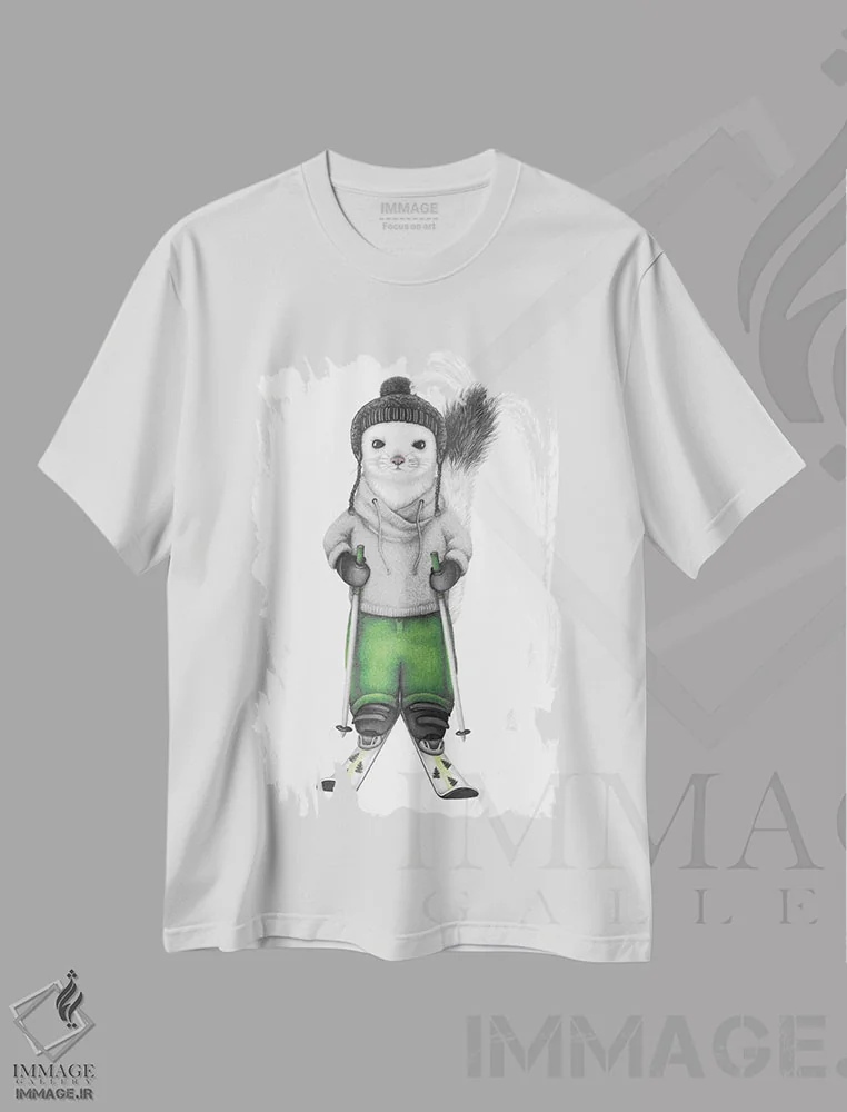 تیشرت سفید طرح دار – تیشرت زمستانی ,فرت اسکی باز قطبی اثر مندی هک immage.ir