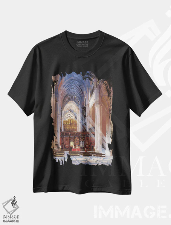 تیشرت مشکی طرح دار – تیشرت معماری ,کلیسای جامع سویل اثر ماهر مرکوس فروشگاه ایماژ