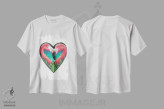 تیشرت سفید طرح دار – تیشرت حیوانات ,قلب فلامینگو اثر مندی هک فروشگاه ایماژ