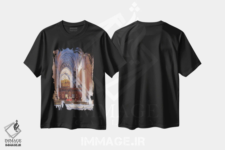 تیشرت مشکی طرح دار – تیشرت معماری ,کلیسای جامع سویل اثر ماهر مرکوس فروشگاه ایماژ