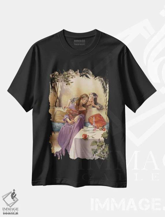 تیشرت مشکی طرح دار – تیشرت هنری ,زمزمه اثر ماهر مرکوس immage.ir