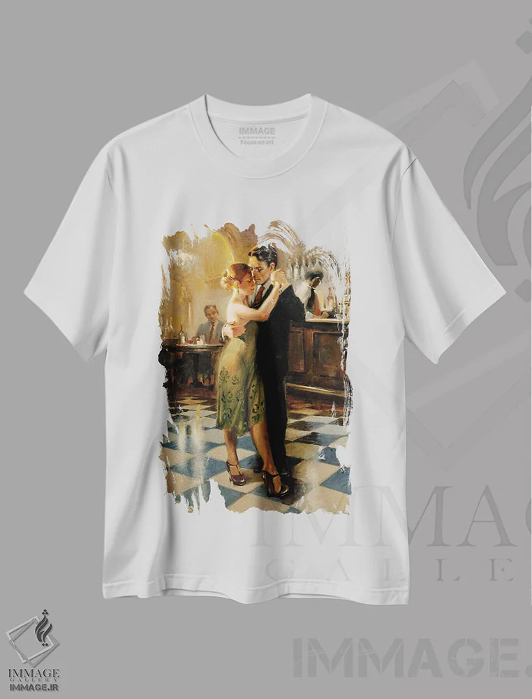 تیشرت سفید طرح دار – تیشرت هنری ,زمان بسته شدن اثر ماهر مرکوس immage.ir