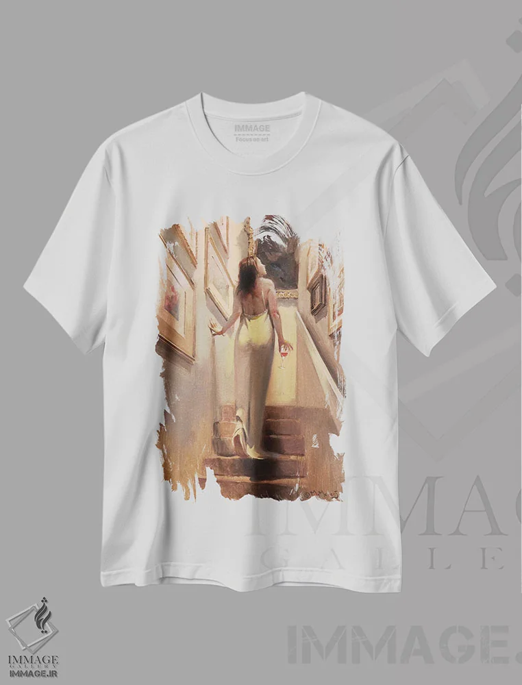 تیشرت سفید طرح دار – تیشرت هنری ,می آیم عزیزم اثر ماهر مرکوس فروشگاه ایماژ