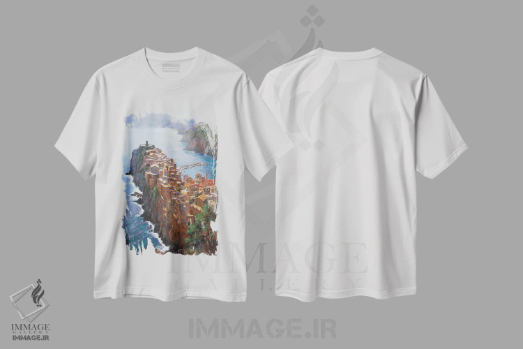 تیشرت سفید طرح دار – تیشرت طبیعت ,بلندای ورنازا اثر ماهر مرکوس فروشگاه ایماژ