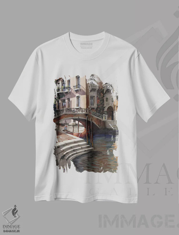 تیشرت سفید طرح دار – تیشرت هنری ,بعدازظهر در ونیز اثر ماهر مرکوس فروشگاه ایماژ