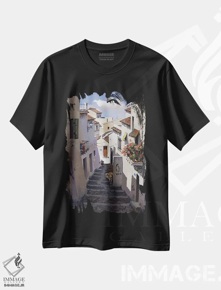 تیشرت مشکی طرح دار – تیشرت تابستانی ,ماربیا، اسپانیا اثر ماهر مرکوس immage.ir