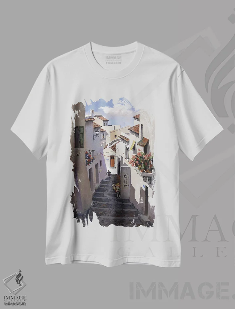 تیشرت سفید طرح دار – تیشرت تابستانی ,ماربیا، اسپانیا اثر ماهر مرکوس فروشگاه ایماژ