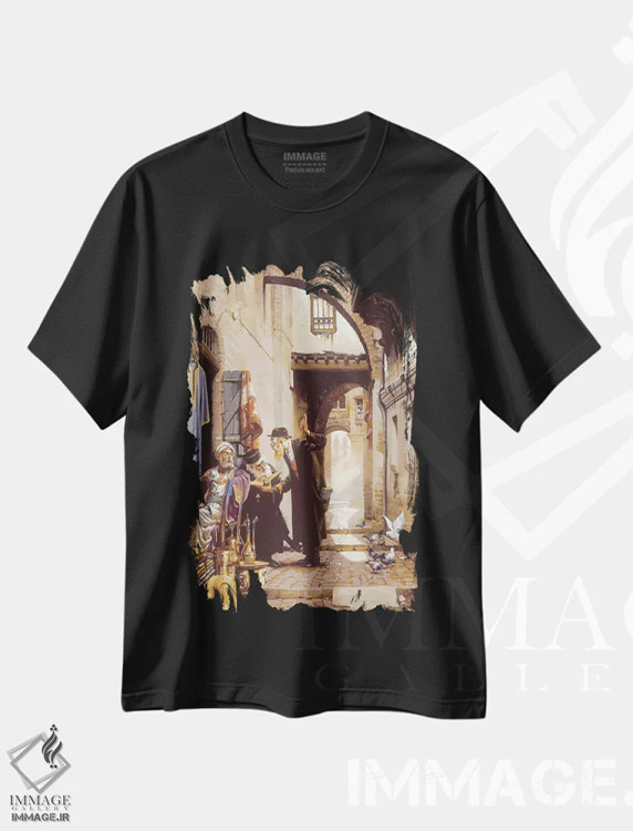 تیشرت مشکی طرح دار – تیشرت هنری ,دوستان قدیمی در ویا دلورسا اثر ماهر مرکوس immage.ir