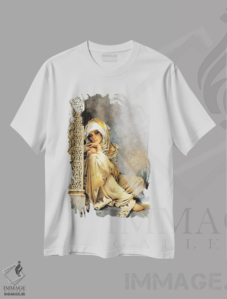 تیشرت سفید طرح دار – تیشرت هنری زنانه ,یادبود اثر ماهر مرکوس فروشگاه ایماژ