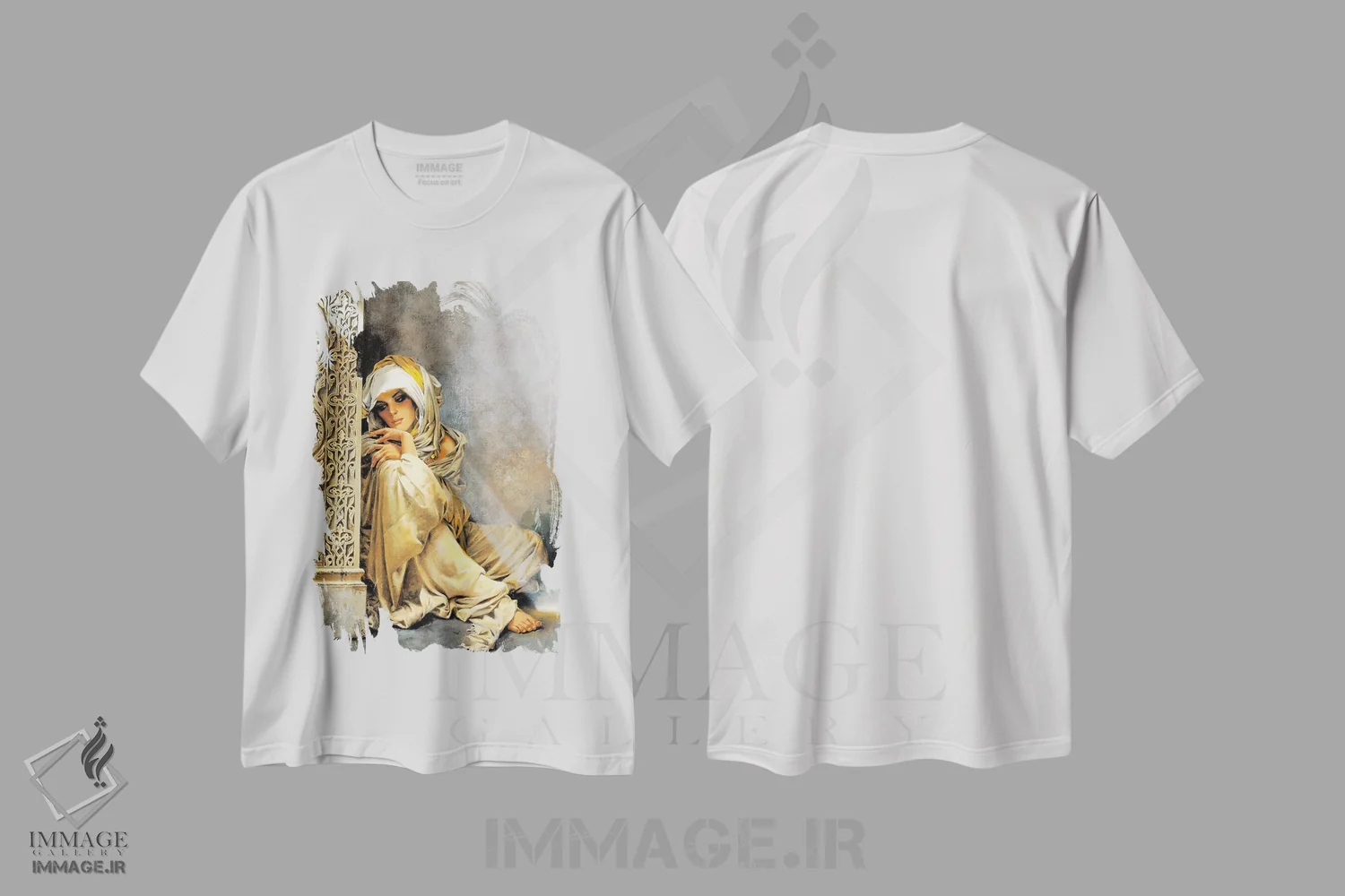 تیشرت سفید طرح دار – تیشرت هنری زنانه ,یادبود اثر ماهر مرکوس فروشگاه ایماژ