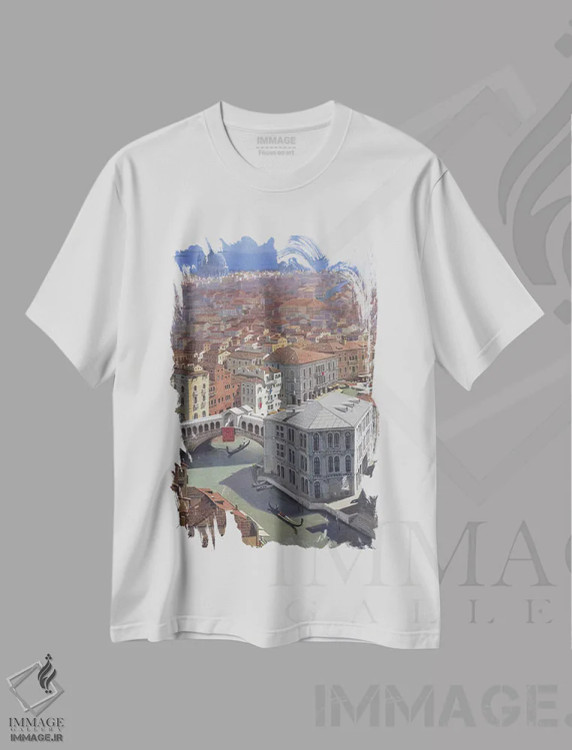 تیشرت سفید طرح دار – تیشرت هنری ,پل ریالتو اثر ماهر مرکوس immage.ir