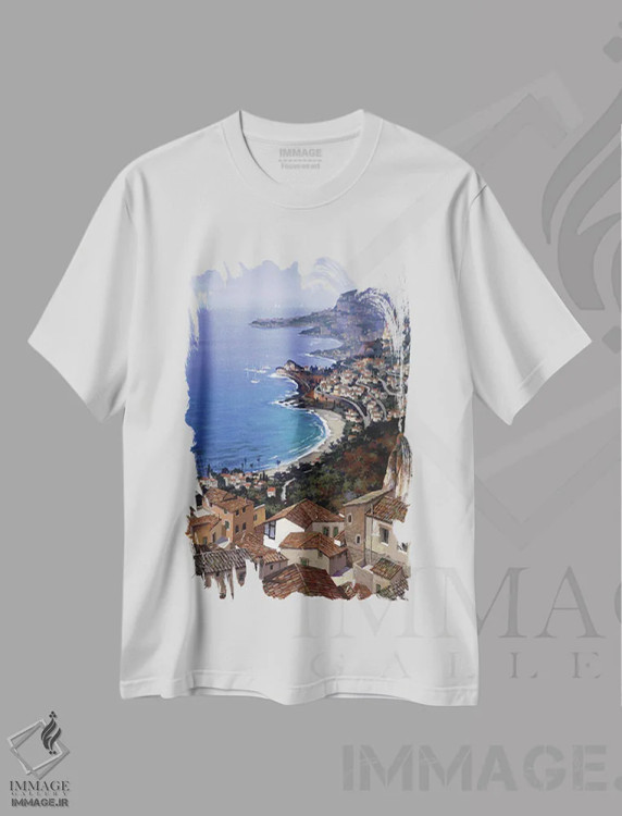 تیشرت سفید طرح دار – تیشرت دریایی ,روکبرون اثر ماهر مرکوس فروشگاه ایماژ