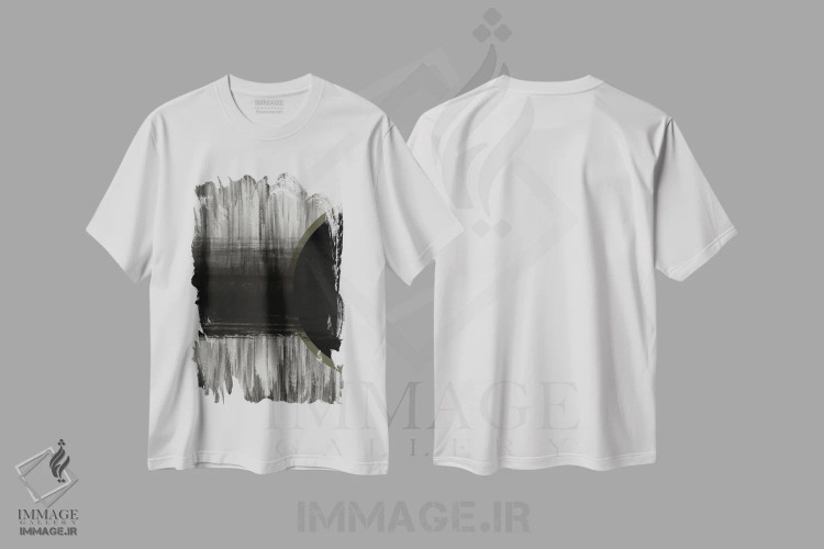 تیشرت سفید طرح دار – تیشرت انتزاعی ,آبستره خنثی اثر ملودی هوگان immage.ir
