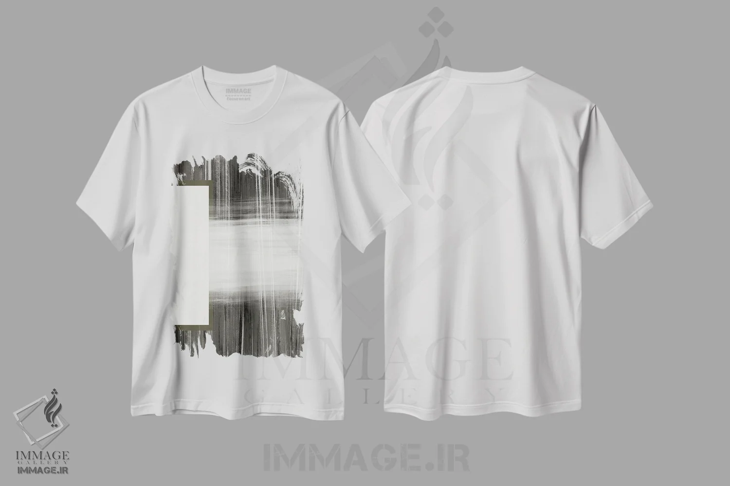تیشرت سفید طرح دار – تیشرت هندسی ,آبستره خنثی اثر ملودی هوگان فروشگاه ایماژ