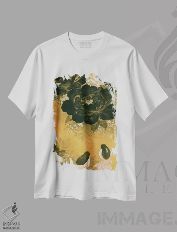 تیشرت سفید طرح دار – تیشرت فانتزی ,پری ماهی طلایی اثر مارتین هسو فروشگاه ایماژ