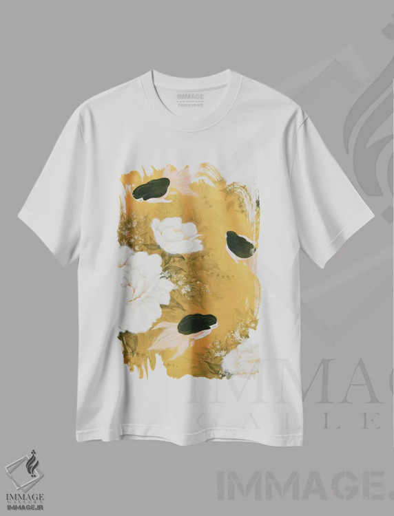 تیشرت سفید طرح دار – تیشرت هنری ,پری ماهی طلایی اثر مارتین هسو immage.ir