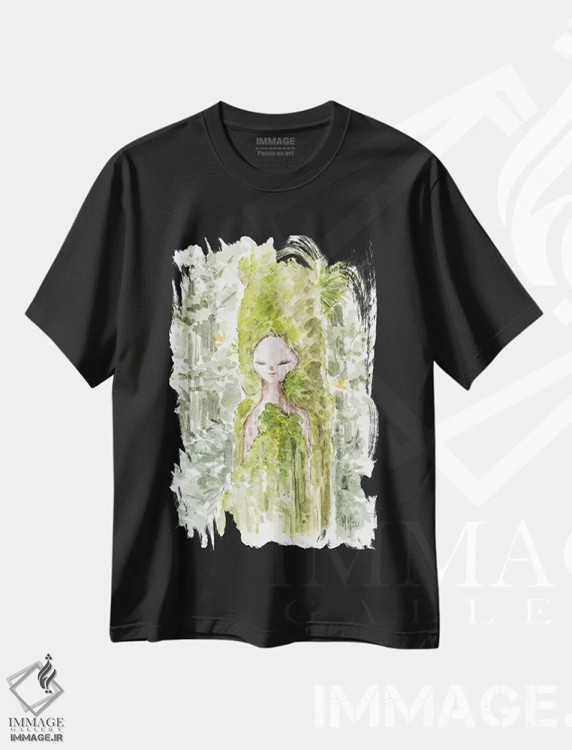 تیشرت مشکی طرح دار – تیشرت هنری شرقی ,الهه اثر مارتین هسو فروشگاه ایماژ