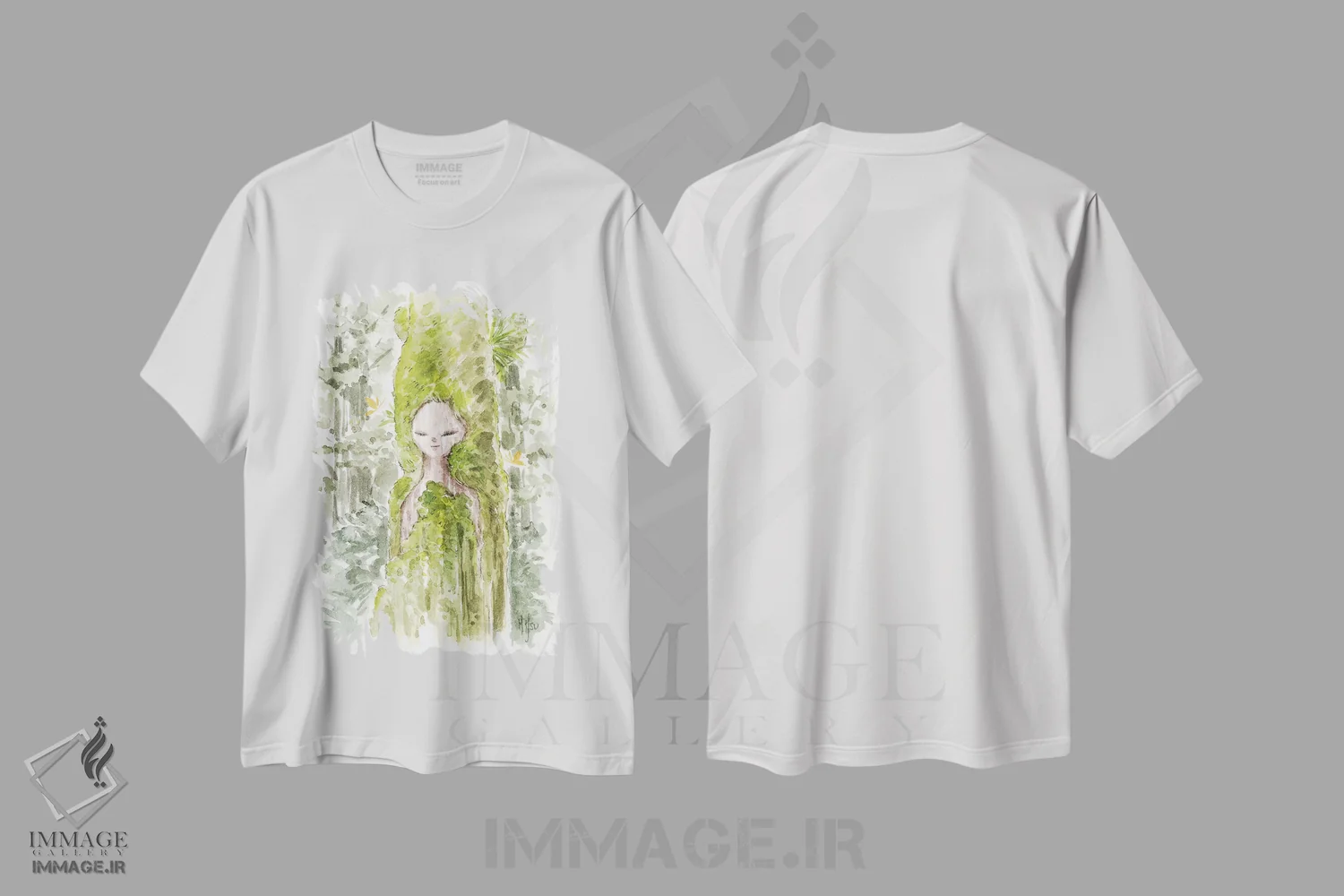 تیشرت سفید طرح دار – تیشرت هنری شرقی ,الهه اثر مارتین هسو immage.ir