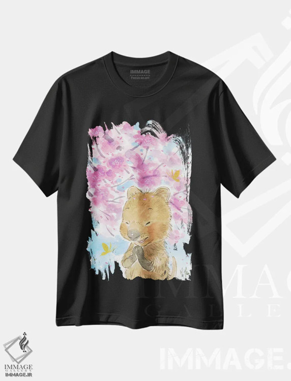 تیشرت مشکی طرح دار – تیشرت هنری ,کوآکای شکوفه گیلاس اثر مارتین هسو فروشگاه ایماژ