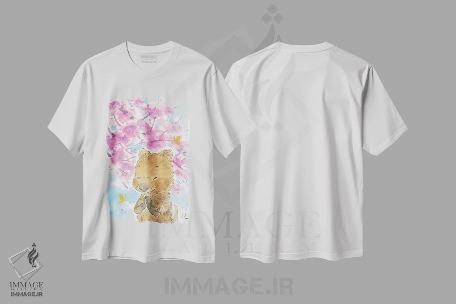 تیشرت سفید طرح دار – تیشرت هنری ,کوآکای شکوفه گیلاس اثر مارتین هسو immage.ir