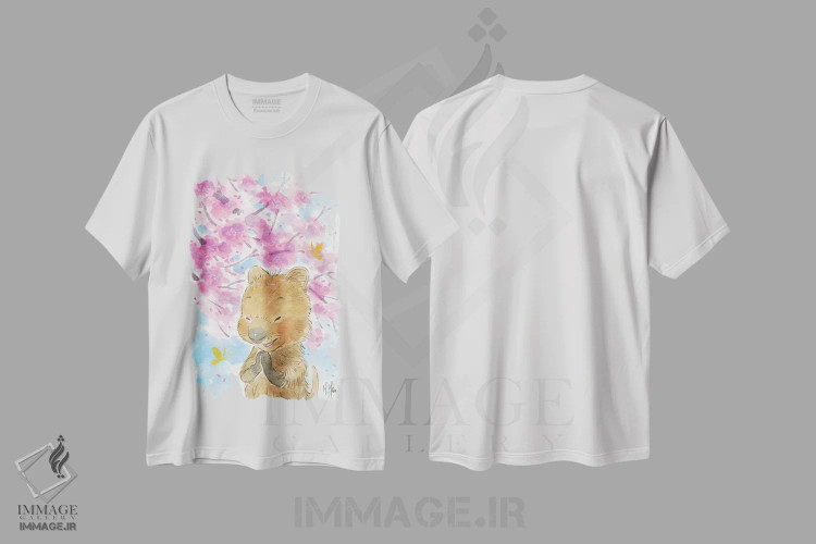 تیشرت سفید طرح دار – تیشرت هنری ,کوآکای شکوفه گیلاس اثر مارتین هسو immage.ir