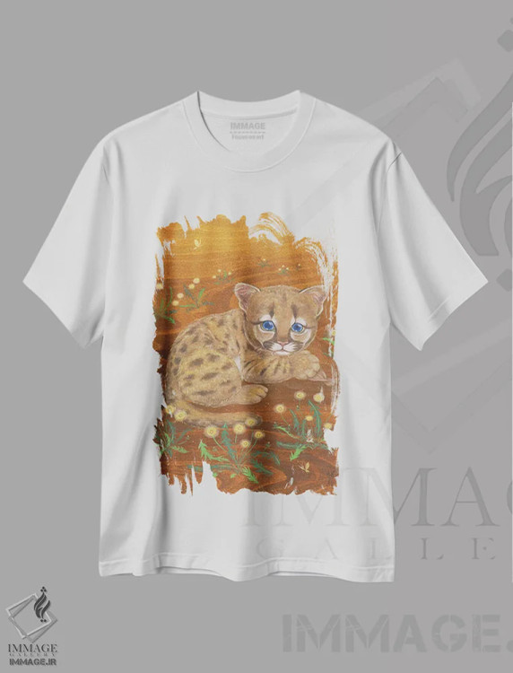 تیشرت سفید طرح دار – تیشرت حیوانات ,پوما و قاصدک ها اثر مارتین هسو فروشگاه ایماژ