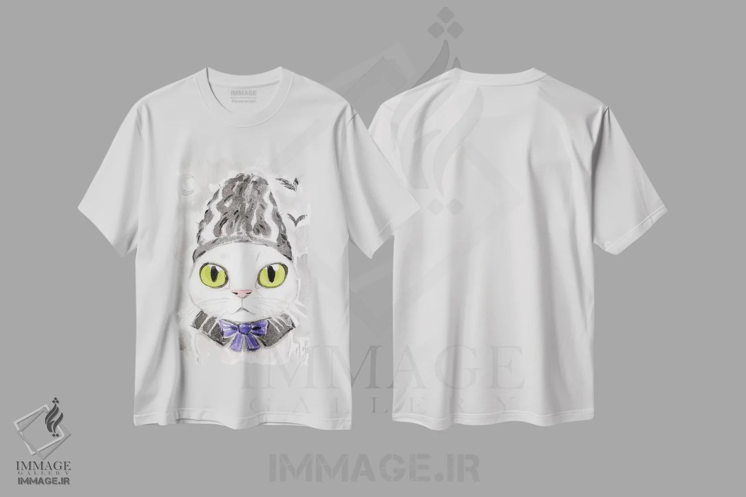تیشرت سفید طرح دار – تیشرت سینمایی ,گربه اثر مارتین هسو فروشگاه ایماژ