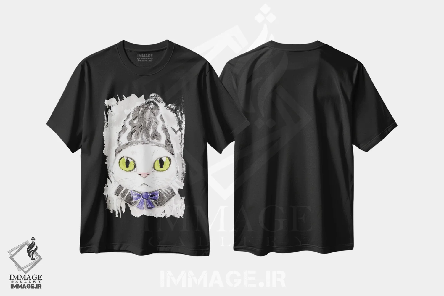 تیشرت مشکی طرح دار – تیشرت سینمایی ,گربه اثر مارتین هسو immage.ir