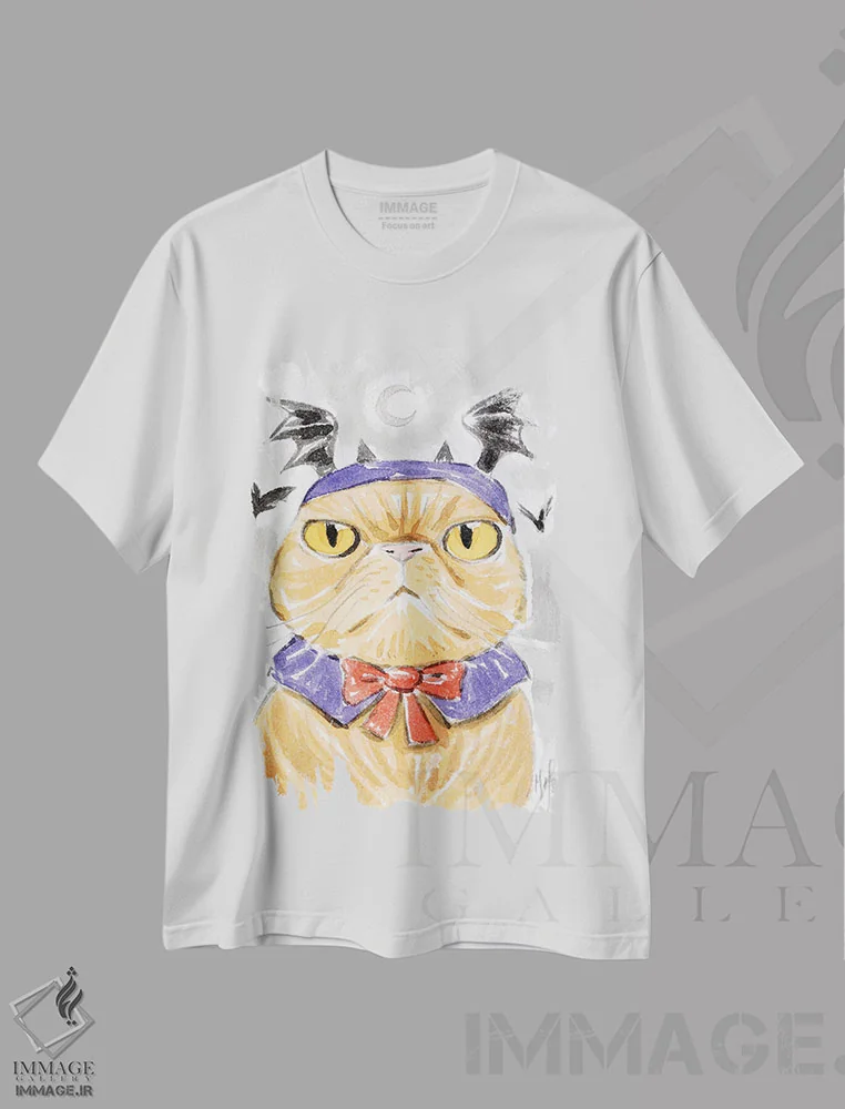تیشرت سفید طرح دار – تیشرت هالووین ,گربه اثر مارتین هسو immage.ir