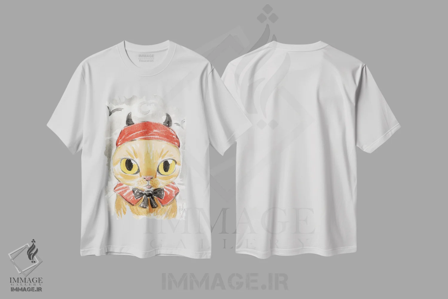 تیشرت سفید طرح دار – تیشرت حیوانات ,گربه اثر مارتین هسو immage.ir