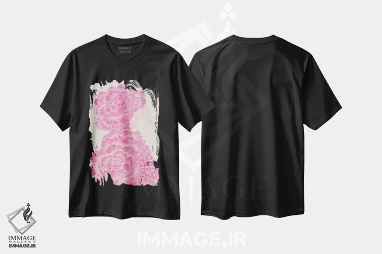 تیشرت مشکی طرح دار – تیشرت هنری ,شکوفه روز اثر مارتین هسو immage.ir