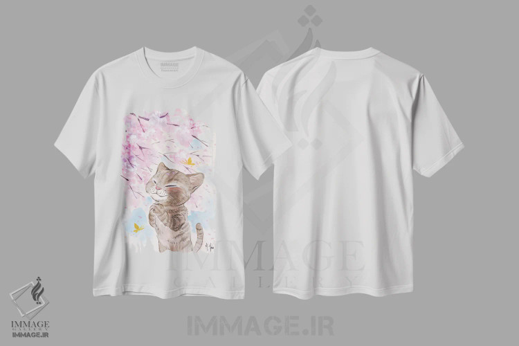 تیشرت سفید طرح دار – تیشرت هنری ,آرزوی شکوفه های گیلاس اثر مارتین هسو immage.ir