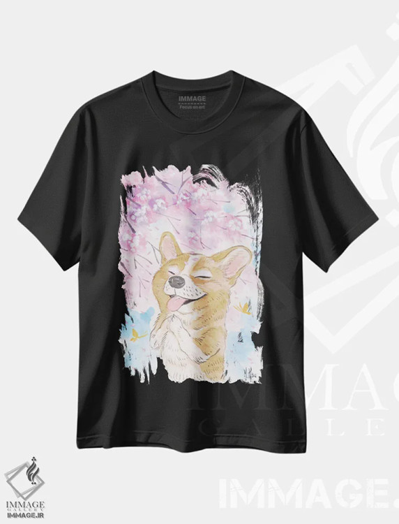 تیشرت مشکی طرح دار – تیشرت هنری ,آرزوی شکوفه های گیلاس اثر مارتین هسو immage.ir