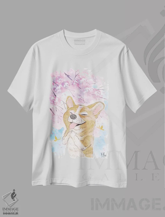 تیشرت سفید طرح دار – تیشرت هنری ,آرزوی شکوفه های گیلاس اثر مارتین هسو فروشگاه ایماژ