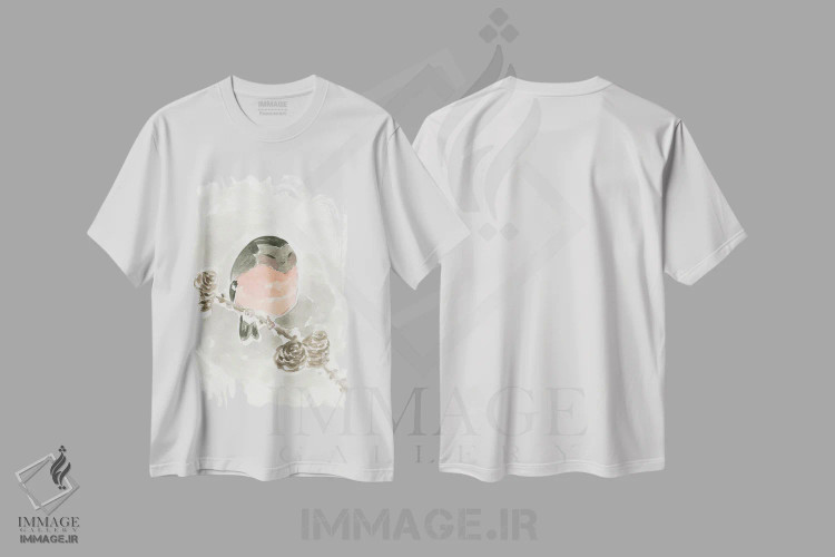 تیشرت سفید طرح دار – تیشرت هنری ,بانوی پرنده اثر مارتین هسو immage.ir
