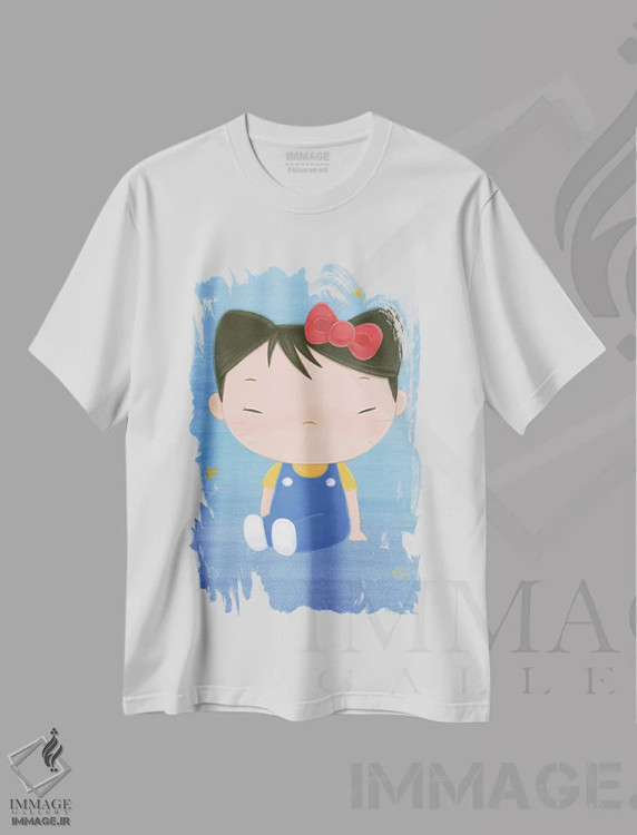 تیشرت سفید طرح دار – تیشرت هنری ,دختر گربه ای اثر مارتین هسو immage.ir