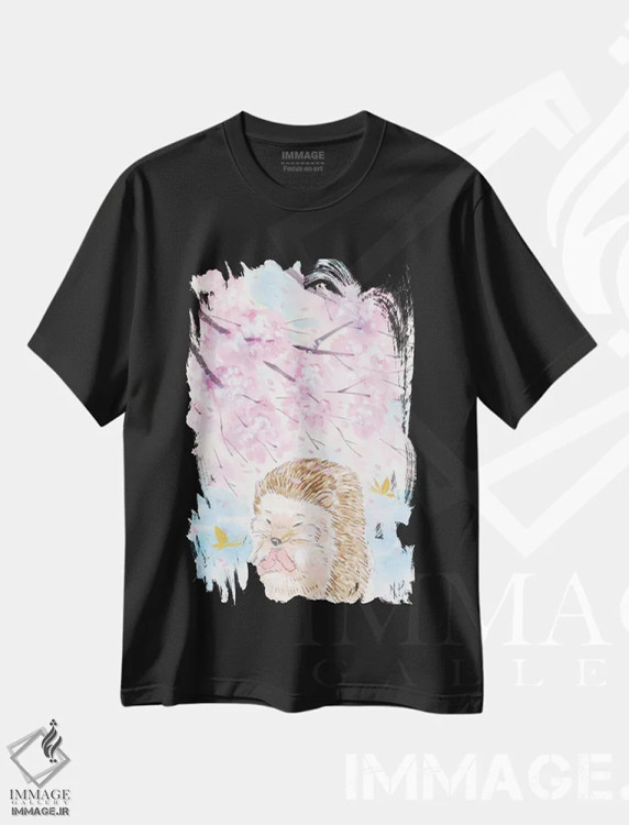 تیشرت مشکی طرح دار – تیشرت طبیعت ,آرزوی شکوفه های گیلاس اثر مارتین هسو immage.ir
