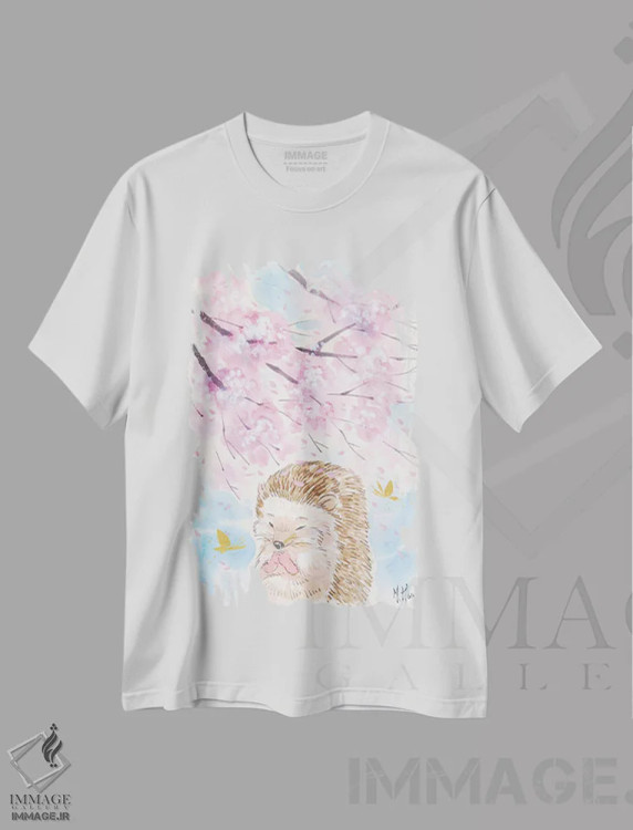تیشرت سفید طرح دار – تیشرت طبیعت ,آرزوی شکوفه های گیلاس اثر مارتین هسو فروشگاه ایماژ