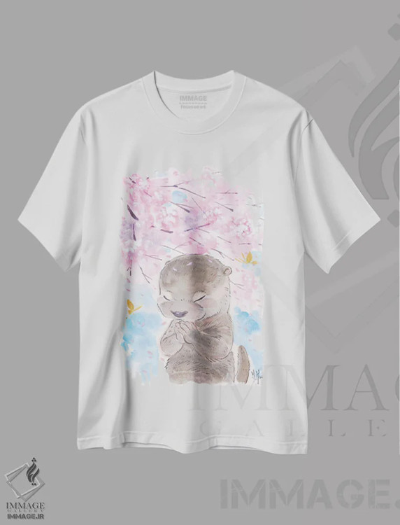 تیشرت سفید طرح دار – تیشرت فانتزی ,آرزوی شکوفه های گیلاس اثر مارتین هسو immage.ir