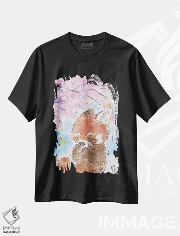 تیشرت مشکی طرح دار – تیشرت فانتزی ,آرزوی شکوفه های گیلاس اثر مارتین هسو فروشگاه ایماژ