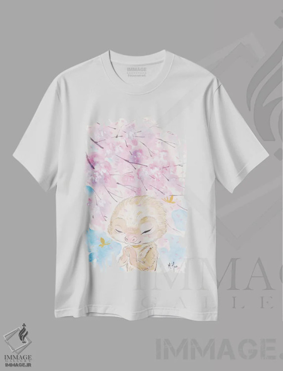تیشرت سفید طرح دار – تیشرت طبیعت ,آرزوی شکوفه های گیلاس اثر مارتین هسو فروشگاه ایماژ