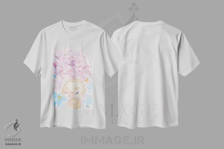 تیشرت سفید طرح دار – تیشرت طبیعت ,آرزوی شکوفه های گیلاس اثر مارتین هسو فروشگاه ایماژ