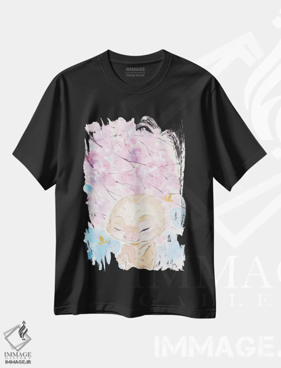 تیشرت مشکی طرح دار – تیشرت طبیعت ,آرزوی شکوفه های گیلاس اثر مارتین هسو immage.ir